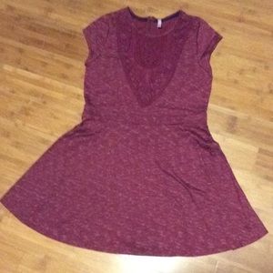 XL Xhiliration burgundy wine short circle dress
